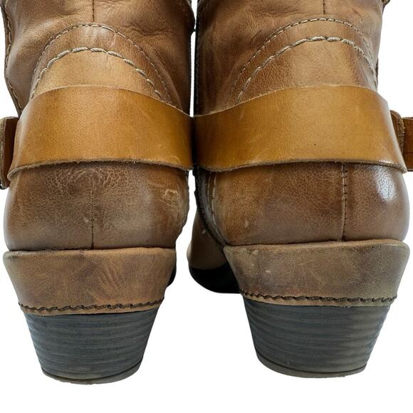 Pikolinos Boot Brujas Short Ankle Moto Buckle Size 40 US 9 Camel Tan Leather - Picture 5 of 9